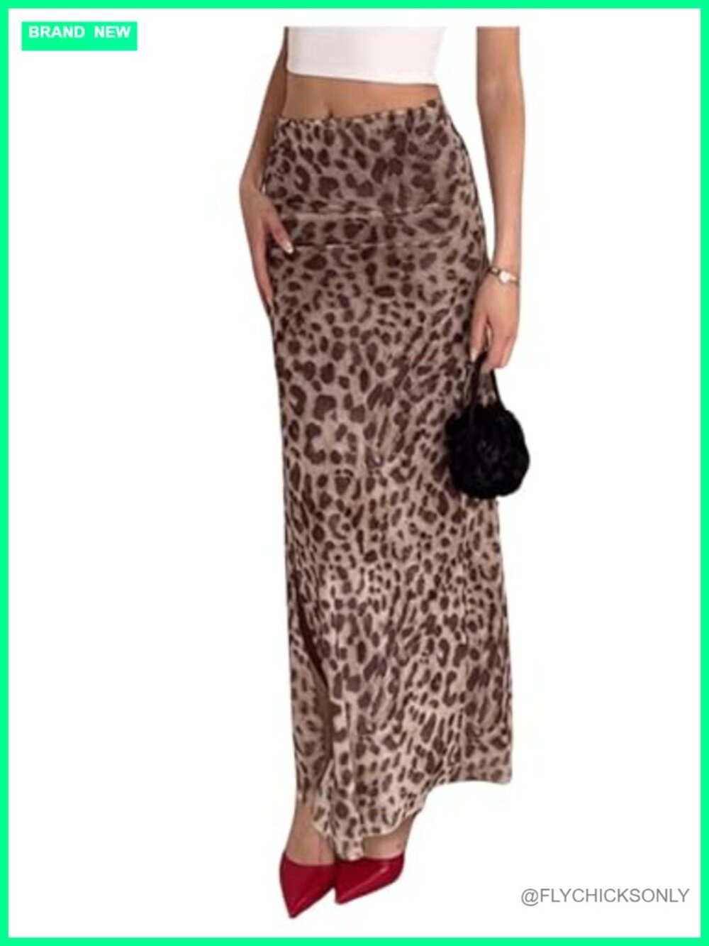 Y2K Leopard Print High Waisted Maxi Skirt Summer Vacation